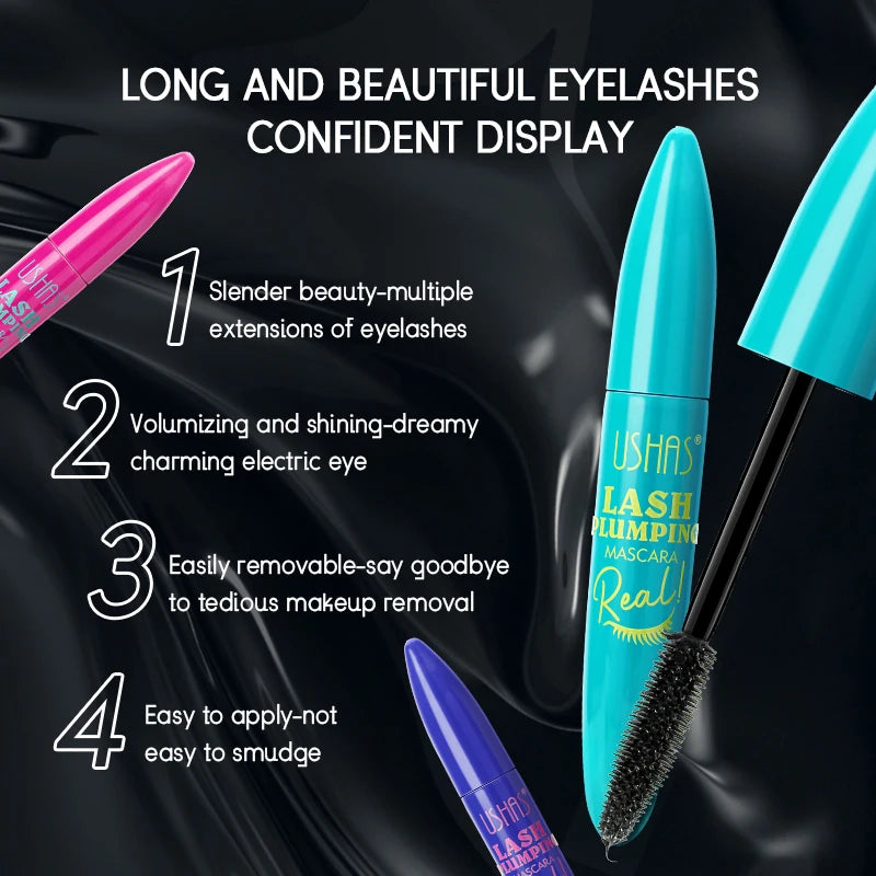 Ultra Long Lasting Waterproof Fiber Mascara with 360 Degree Spiral Brush - Eyelash Extension Makeup