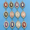 10/12Pcs Rhinestones Enamel Virgin Mary Charms for Jewelry Making Findings & Crafting