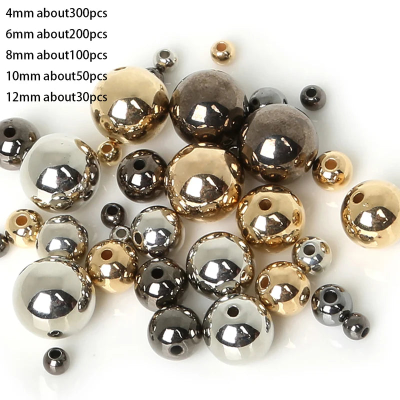 Assorted Round Bead Spacer Set for Jewelry Making - Gold & Silver Finish