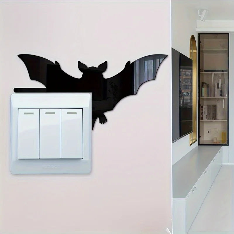 Acrylic Halloween Bat Wall Mirror decor - Removable DIY Home Art Sign for Living Room Bedroom Kitchen Bathroom