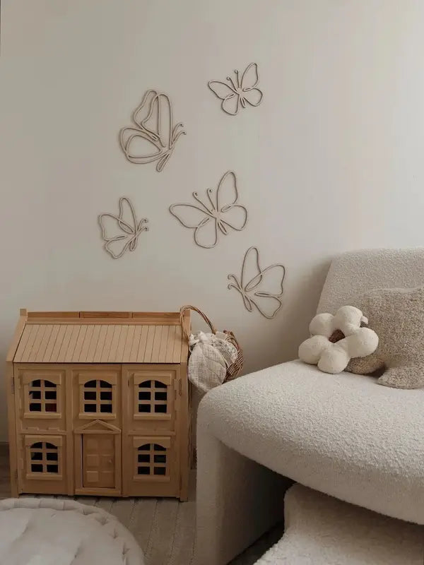Wooden Butterfly Wall Decor Set - Nursery Baby Room Wall Art, Kids Room Decor