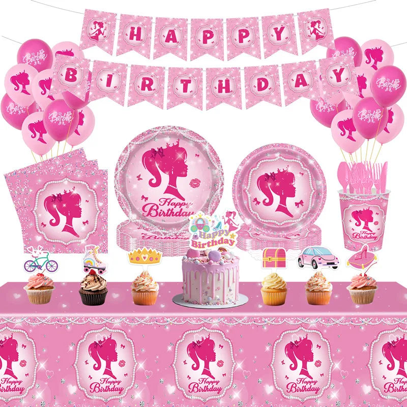 Princess Birthday Party Decorations Set with Balloons, Plates, Cups & Napkins - Kid Girl Celebration Supplies
