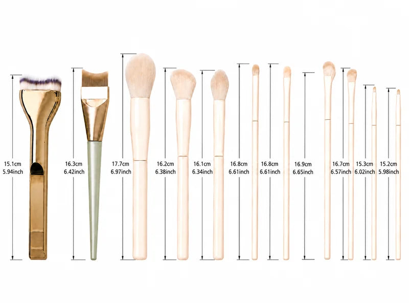12-Piece Makeup Brush Set with Foundation, Powder & Eyeshadow Brushes