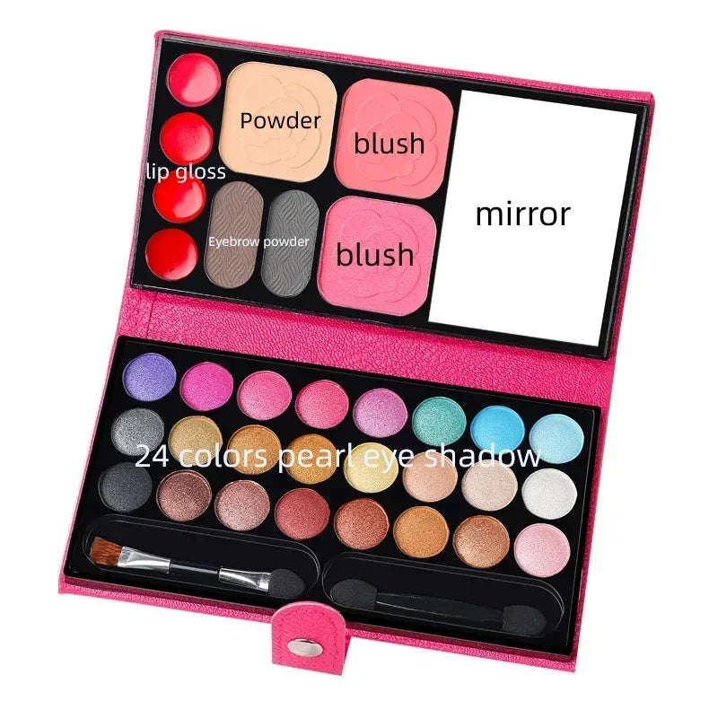 Kids Makeup Set with 33 Color Eyeshadow Blush Lipstick Mirror Portable Palette for Beginners