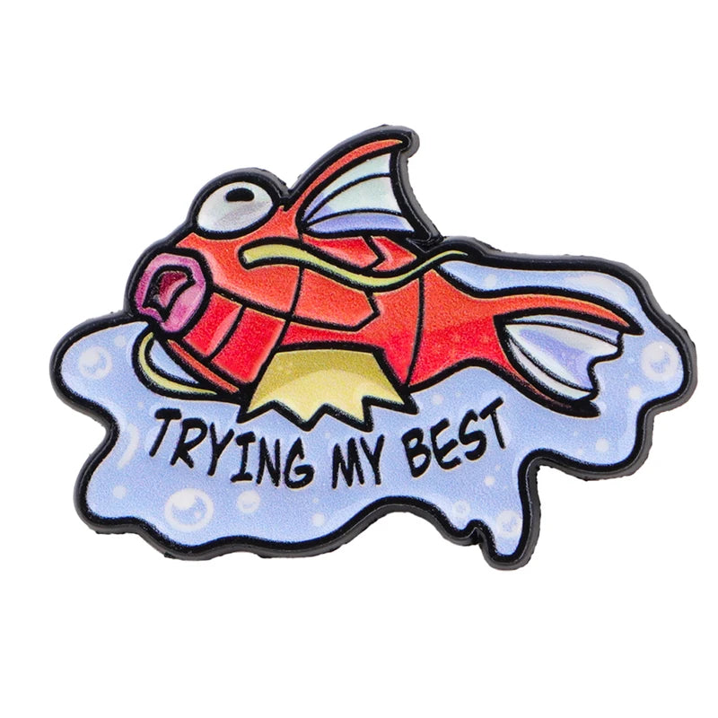 Cute Fish Enamel Pin for Bags and Clothing - Cartoon Anime Brooch for Women Men
