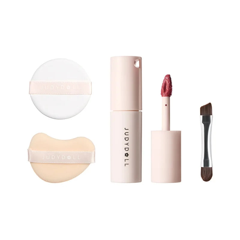 Multifunctional Facial Powder Compact with Lipstick and Eyebrow Cosmetics