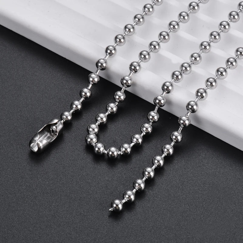 Stainless Steel Ball Chain Necklace & Keychain Set - 10pcs, 15cm-75cm