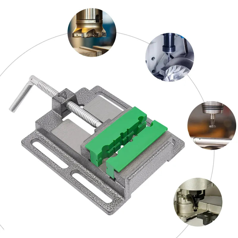 4-inch Drill Press Vise Cast Iron Steel Clamp with Non-Slip Sawtooth Jaws
