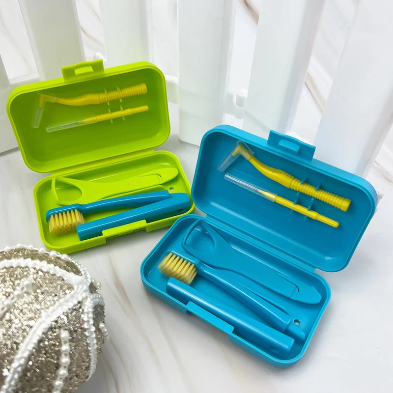 Orthodontic Toothbrush Kit with Tongue Scraper & Interdental Brushes — Portable Oral Hygiene Set