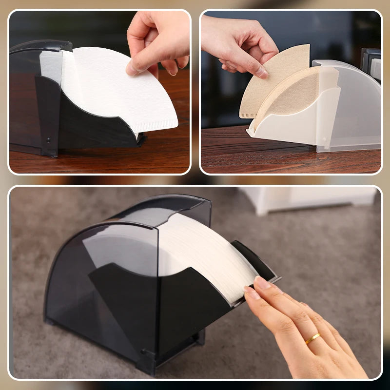 Fan-Shaped Coffee Filter Paper Storage Rack Dustproof Organizer - Large Capacity