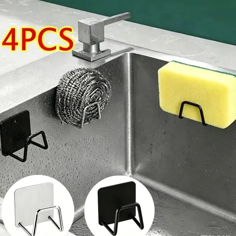 Stainless Steel Sink Sponge Holder Wall-Mounted Kitchen Utensil Organizer