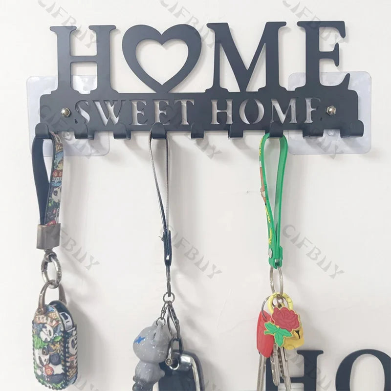 Metal Wall Hooks Key Holder - Wall Mounted Coat Rack for Home & Kitchen
