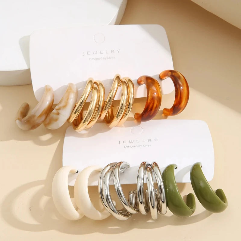 Colorful Acrylic Drop Earrings Set for Women Bohemian Geometric Jewelry 2023 Trend