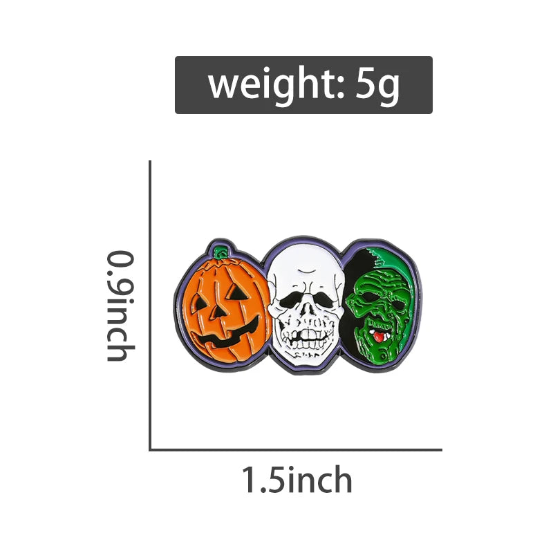 Halloween Skull Brooch Enamel Pin Gothic Punk Jewelry Gift