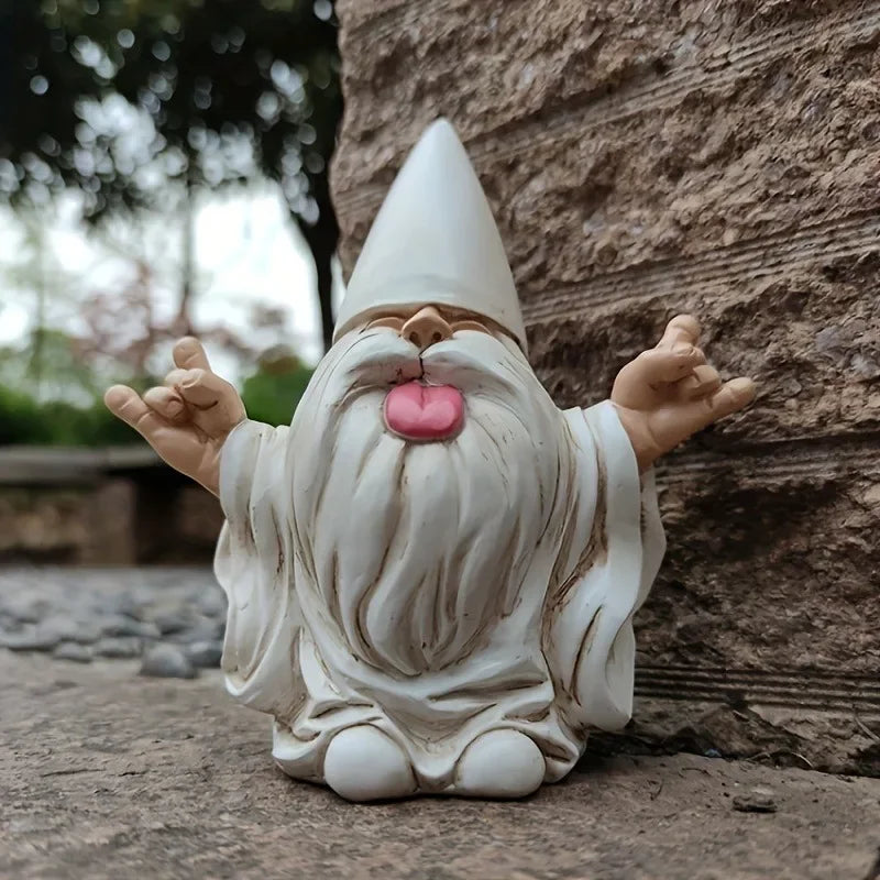 Outdoor Rocking Chair Gnome Garden Statue Parody Resin Decor