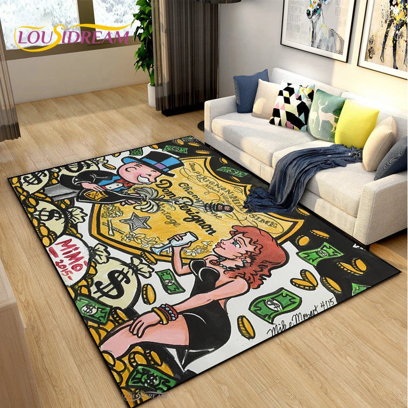 Funny Monopoly Carpet Floor Mat for Living Room Bedroom Kitchen Door Non-slip Rug