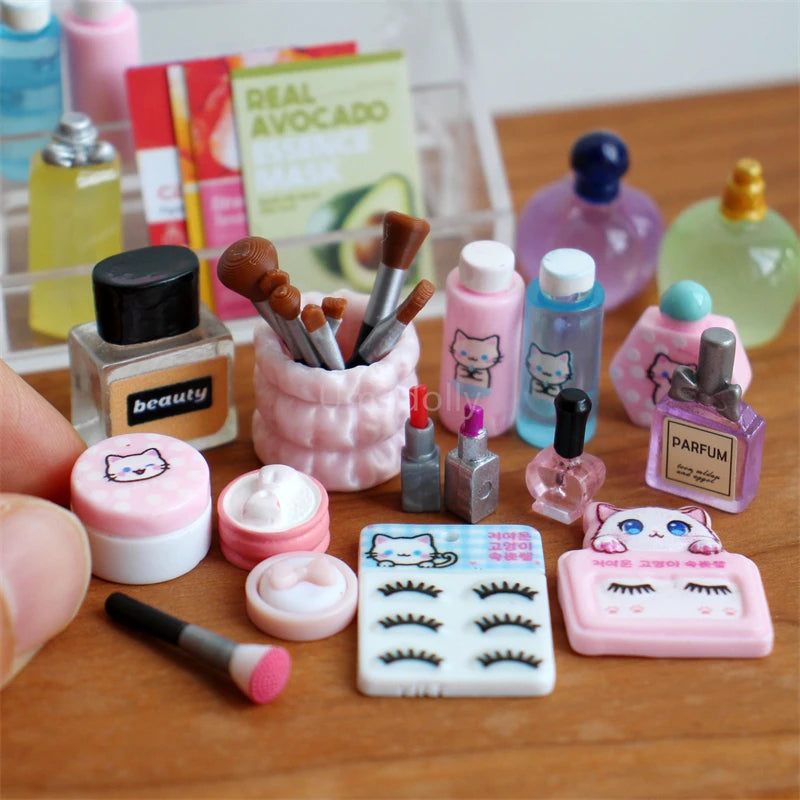 Miniature Dollhouse Makeup Brush Set - Resin Cosmetic Model for 1/6 Scale Dolls
