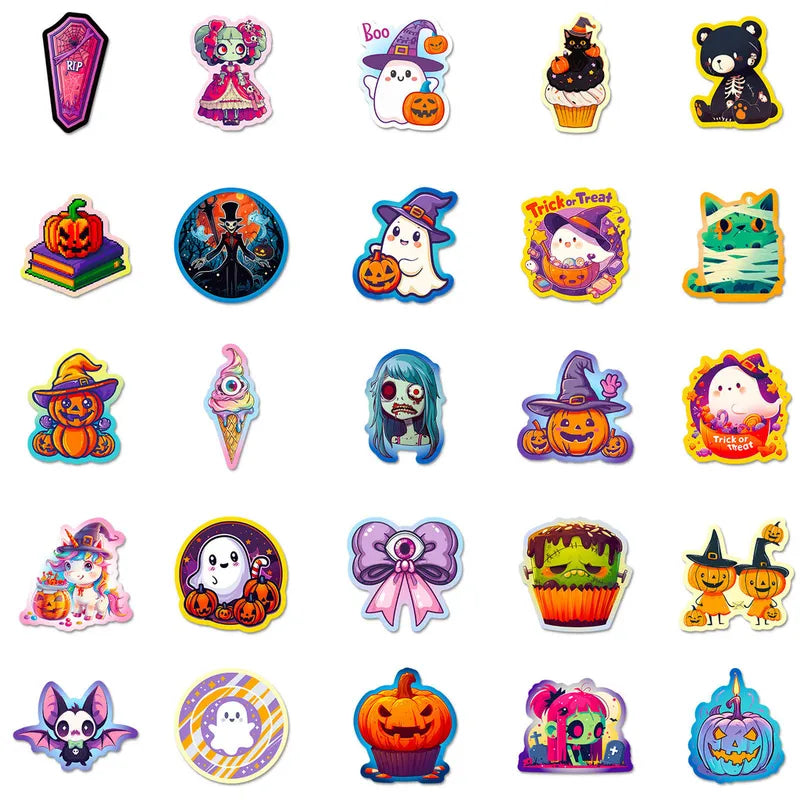 50PCS Halloween Graffiti Stickers - Pumpkin Bat Castle DIY Luggage Decor