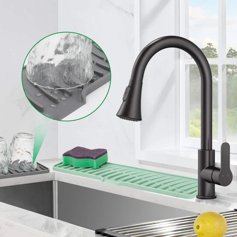 Kitchen Sink Drain Mat Silicone Drying Pad Anti-Slip Drainage Protector