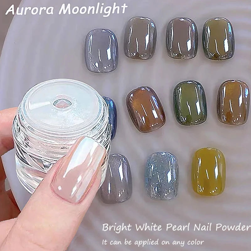 Pearl White Nail Glitter Dust Chrome Powder for Mirror & Gradient Nail Art