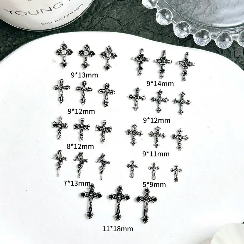 Halloween Cross Nail Art Charms - Alloy Punk 3D Nail Decorations Multi Style Set