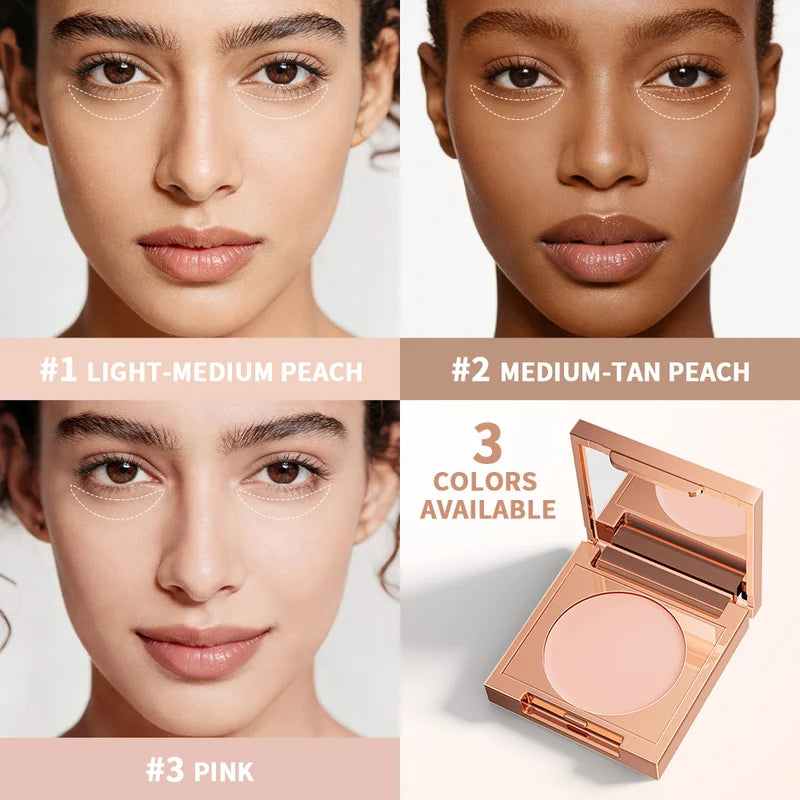 Full Coverage Undereye Corrector Powder Foundation with Puff - Waterproof, Matte Finish