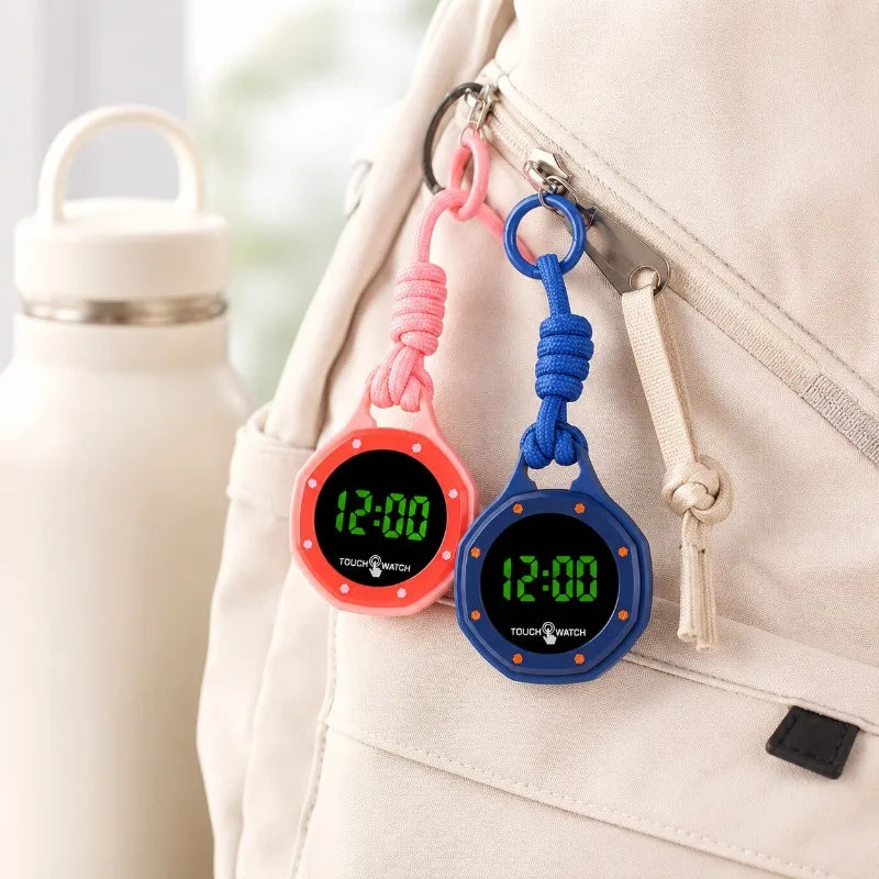 Digital Hanging Watch with Braided Rope Lanyard - Portable LED Pendant Clock