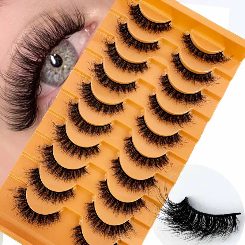 10Pairs Fluffy 3D Mink False Eyelashes Makeup Natural Volume Thick Lashes