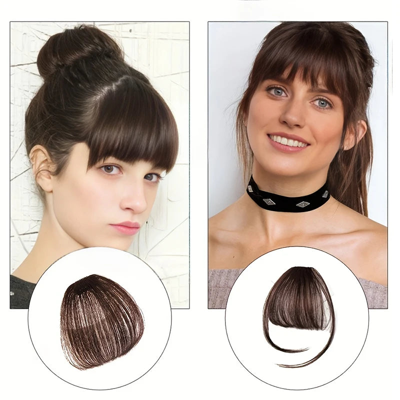 Clip-In Hair Bangs Extension Fake Fringe for Women - Synthetic Straight Hairpiece