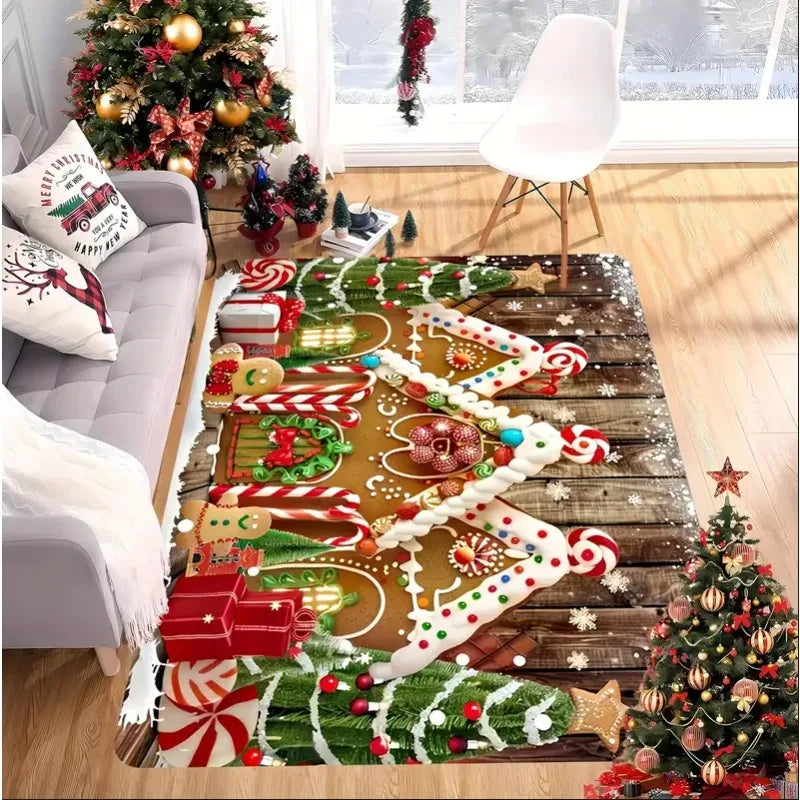 Christmas Snowflake Area Rug - Holiday Home Decor for Living Room & Bedroom