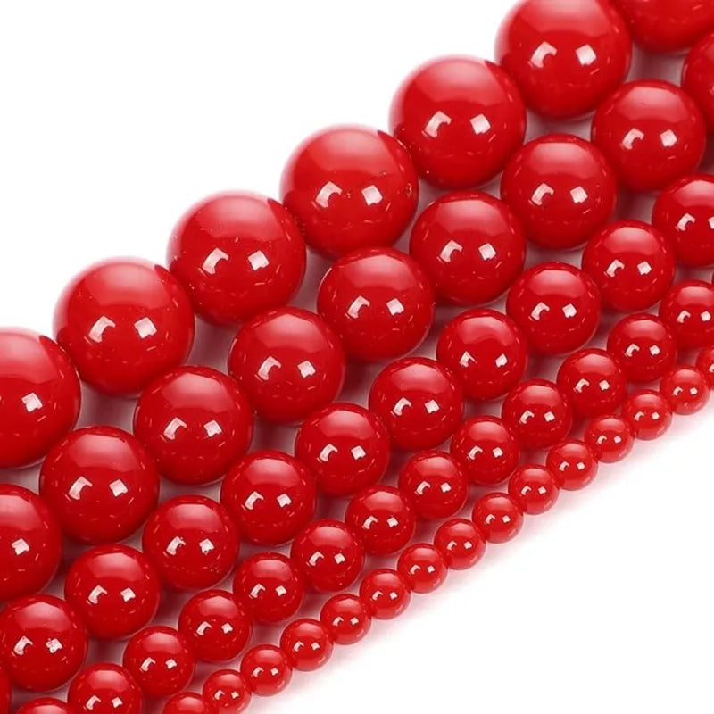 6/8/10mm Red Coral Crystal Beads for Jewelry Making DIY Bracelets & Necklaces