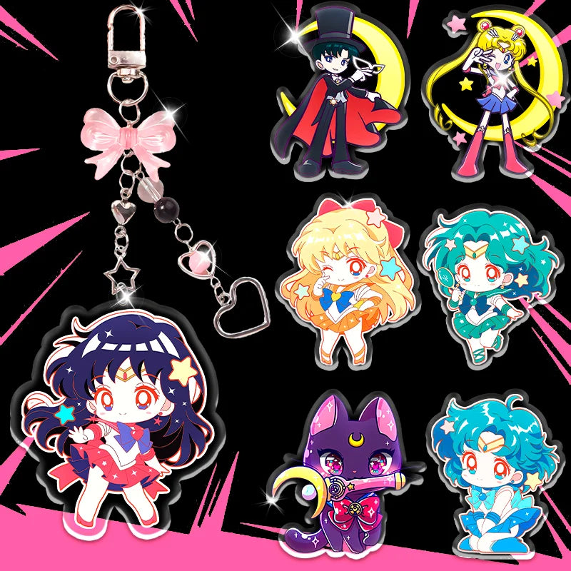 Sailor Moon Acrylic Keychain Set - Character Charm Pendant Accessories