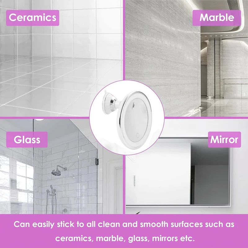 10X Magnifying Makeup Mirror with Dimmable LED Lights and 360° Rotation