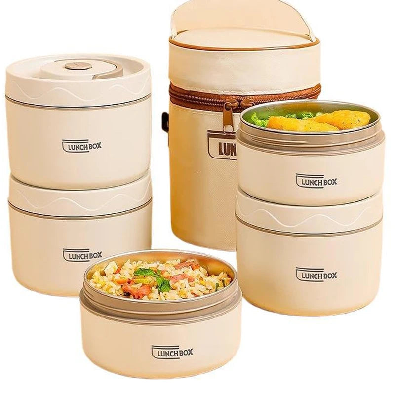 Insulated Stainless Steel Lunch Box Set 3pcs with Carry Bag - Food Grade Food Storage