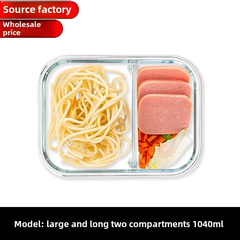 Glass Lunch Box Sealed Food Container with Lid Portable Bento Box for Picnic & Microwave