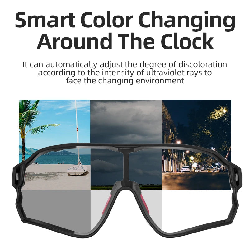 Photochromic Cycling Glasses Unisex UV400 Protection MTB Road Bike Sunglasses