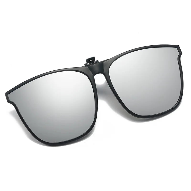 Polarized Clip-On Sunglasses for Men Car Drivers Night Vision Anti Glare Vintage Square