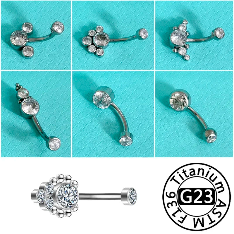 Titanium Zircon Belly Button Ring Navel Piercing Jewelry for Women