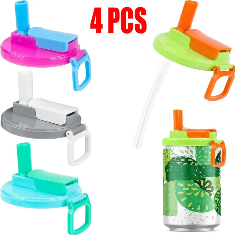 Can Lids With Straws Reusable Silicone Beverage Leak-Proof Soda