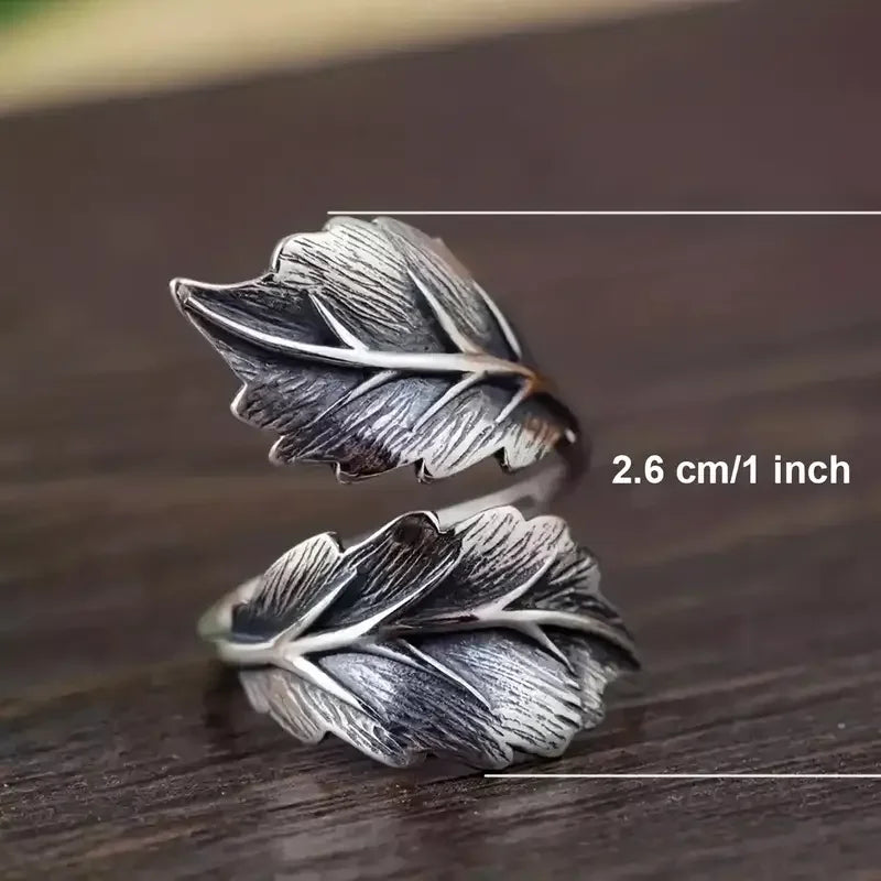 Vintage Leaf Style Adjustable Finger Ring Women Girls Jewelry Accessory