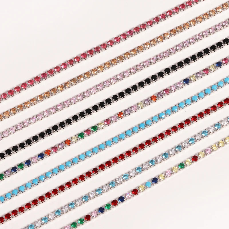 2mm Cubic Zirconia Chain Necklace Dainty Thin Tennis Choker Jewelry for Women
