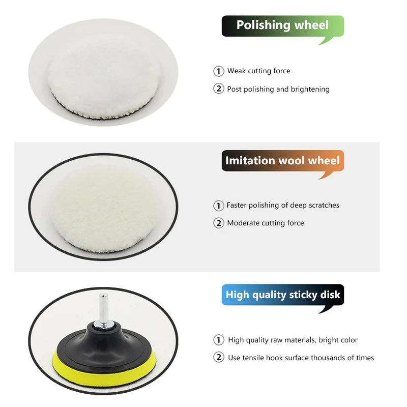 Car Polishing Pads Kit 6-Piece Sponge Buffer Set for Auto Detailing & Scratch Removal