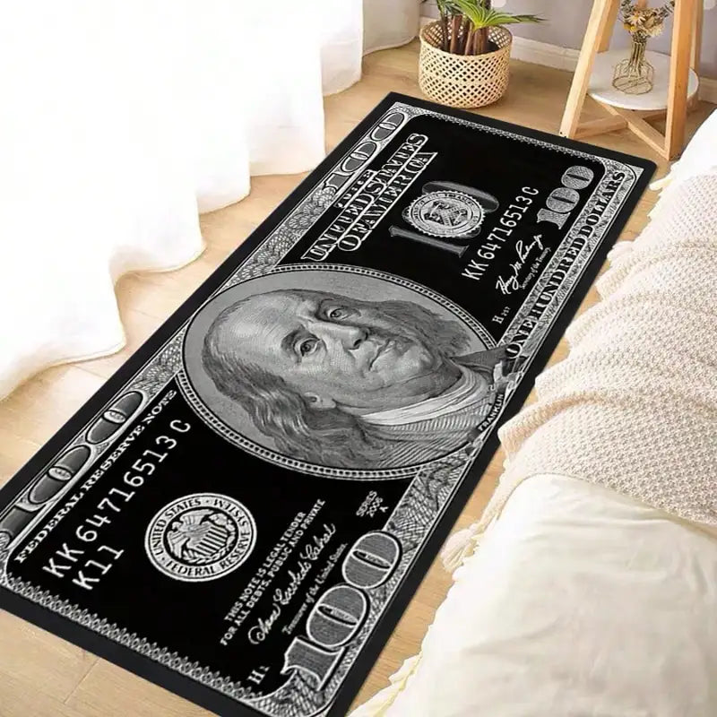 Rectangle Cartoon Style Dollar Bill Pattern Rug - Multi-Use Soft Area Carpet