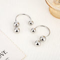 Geometric Round Bead Earrings with Irregular Front and Back Design - Handmade Jewelry