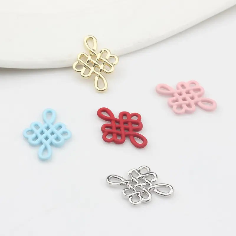 10pcs Zinc Alloy Charms for DIY Jewelry Making Enamel Chinese Knot Connectors