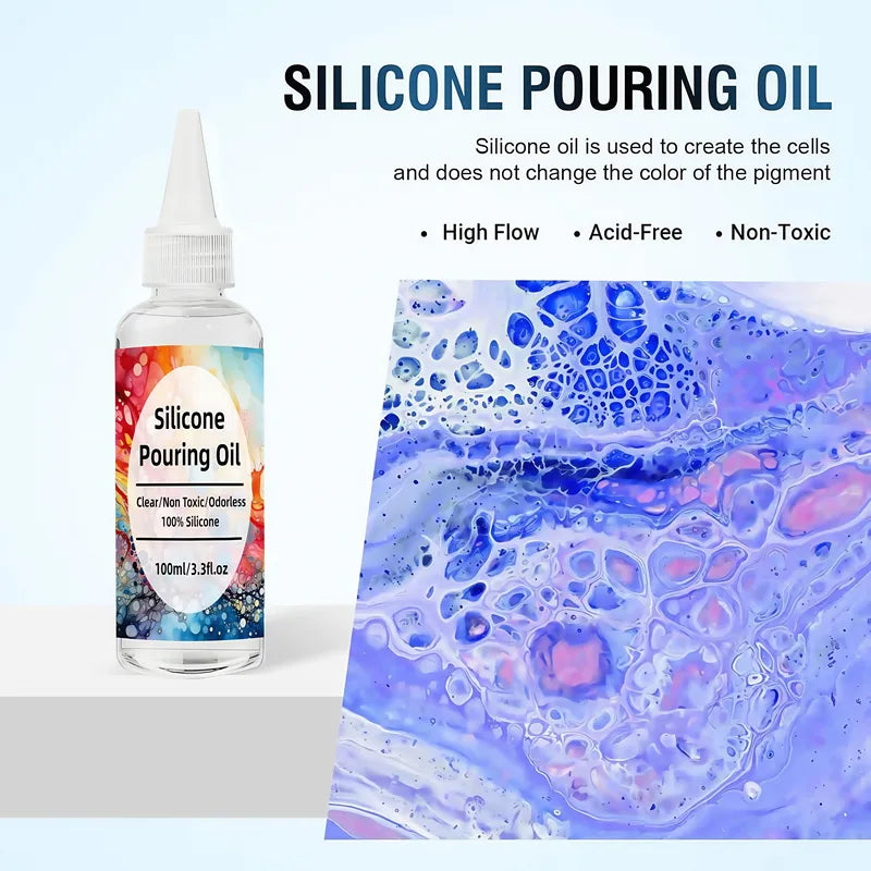 Silicone Pouring Oil for Acrylic & Watercolor Art - Cell Activator, Large 3.3oz Bottle
