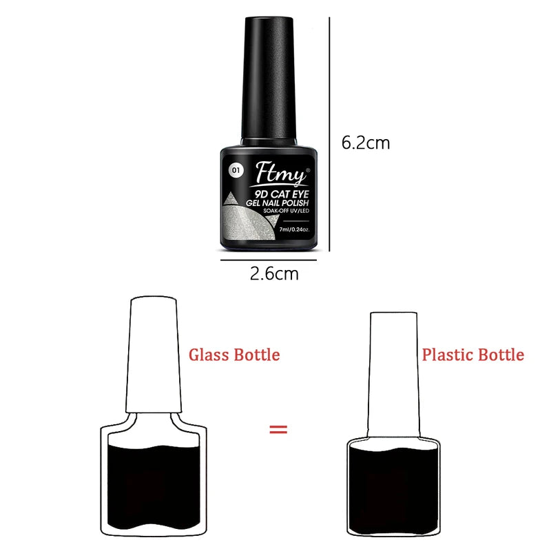 Magnetic Cat's Eye Nail Gel Set - Semi-Permanent UV LED Soak Off Polish