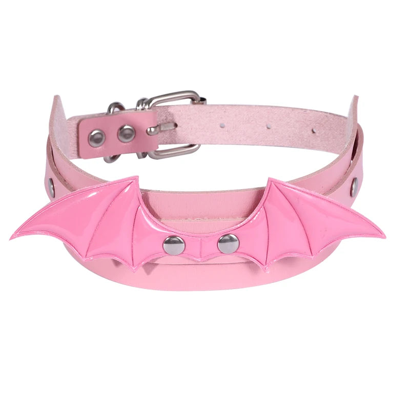 Halloween Bat Wings Gothic Choker Necklace for Women Leather Costume Jewelry
