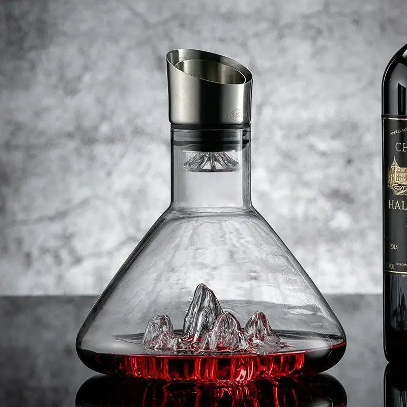 1500ML Crystal Wine Decanter with Pourer - Handmade Lead-Free Carafe for Wine & Whisky