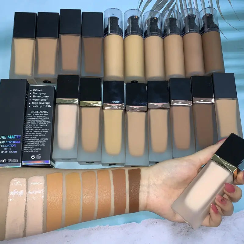 Waterproof Matte Liquid Foundation with Full Coverage & Oil Control